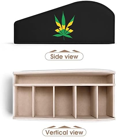 Leaf Jamaica Flag PU Kožna Kontrolna kutija za skladištenje Multifunkcionalni organizator radne površine za TV daljinske