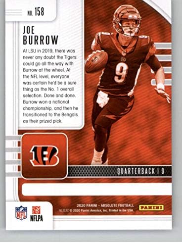 2020. Panini Apsolut 158 Joe Burrow RC - Cincinnati Bengals NFL Football Card NM -MT