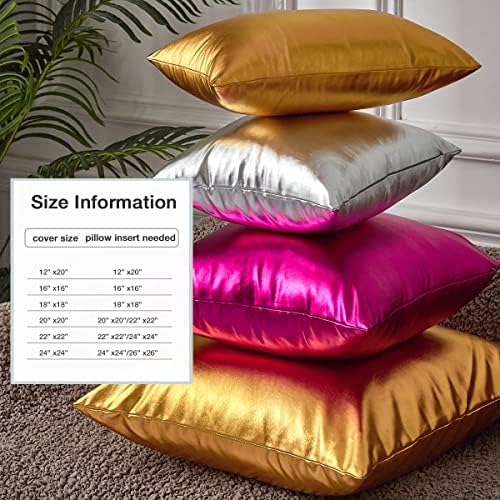 Eucioor Pack od 2, zlatni jastučni poklopci 18x18, ukrasni jastučni jastuci prekriva moderni metalni sjajni jastuk za jastuk,