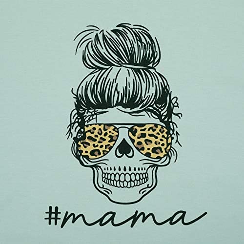 Bangely Mama majice Žene smiješna mama dukserica leopard lubanja grafička tee casual pulover dugih rukava vrhovi