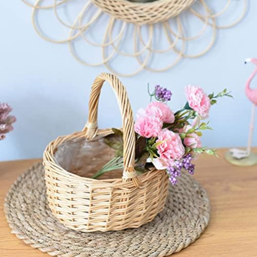 Uskrsna košara od ratana ručno izrađena košara za cvijeće pletene košare za uskršnja jaja s umetkom ručke vjenčane košare