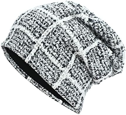 Muški i ženski kvadratni karirani kabel za pulover jesen zima topli šešir pleteni šešir unisex opremljeni šešir za žene