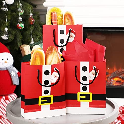 24 pakiranja božićnih torbi Odjevenih kao Djed Mraz tematske božićne poklon vrećice u stilu Djeda Mraza s ručkom kartonska