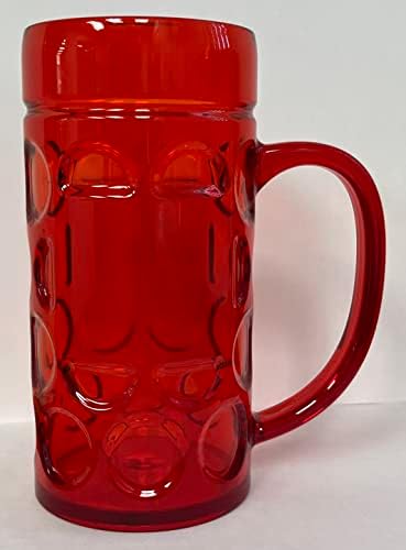 32oz prozirna crvena plastična pivska šalica s ručicom, za višekratnu upotrebu, sigurna perilica posuđa, plastika za unutarnju/vanjsku