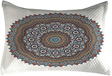 Ambsonne Mandala prešiljeni jastuk, vintage marokanski skriveni srednji dijagram oblik harmonije prirode, standardni pokrov