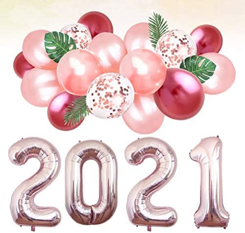 AMOSFUN 1 SET 32 inča 2021 Broj aluminijske folije balona s lateks balonom Set Nova godina šampanjca zlata