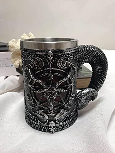 Toukeroac Baphomet šalica, srednjovjekovna šalica od nehrđajućeg čelika za pivsku kavu, sotonizam okultna subatska kozja