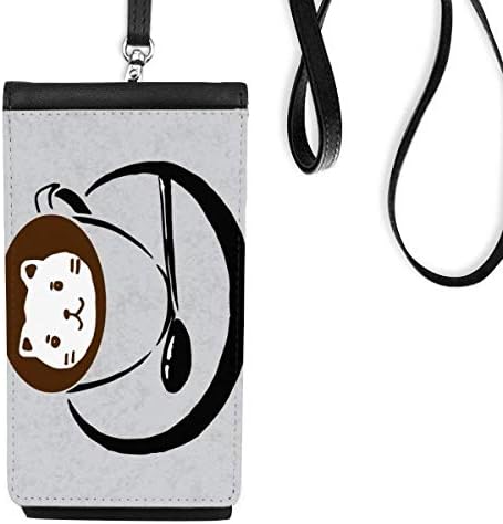 Ilustracija šalice kave Divna mačja uzorka telefonska torbica za novčanik Viseti mobilna vrećica Crni džep