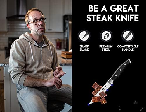 Noževi za biftek, set noževa za biftek od 4 do 4,5 inča, set noževa od njemačkog čelika koji se mogu prati u perilici posuđa