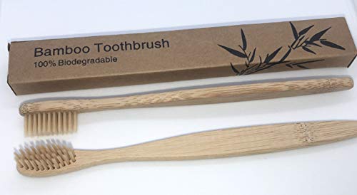 Bambusova četkica za zube, 2 pakiranja. Ekološki prihvatljiva drvena četkica za zube od bambusovih / najlonskih vlakana.