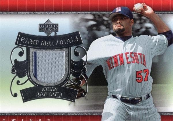 Johan Santana igrač istrošen Jersey Patch Baseball Card 2007 Materijali za igru ​​gornje palube UDJS - MLB igra korištena