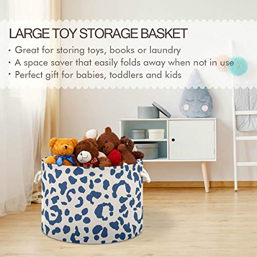 Leopard Toy Hamper okrugla platna Organizator košarica za odlaganje kante za kantu za dječju spavaću sobu kupaonicu za pranje