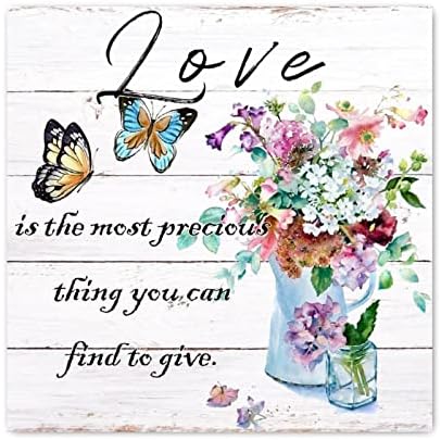 Evans1nizam ljubav je najdragocjenije stvari drveni znak crveni cvjetni leptir drvene plakete kršćanske citate seoske kuće