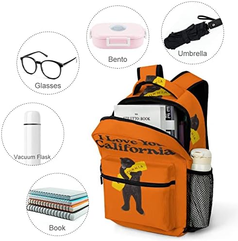 Volim te kalifornijski ruksak bookbag Slatka smiješna tiskana grafika za putovanja u knjizi