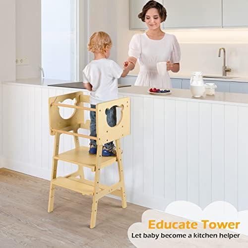 Montessori toranj za učenje, stolica za malu djecu i stepenice s 3 podešavanja visine, stojeći kuhinjski pomoćnik za kupaonicu,