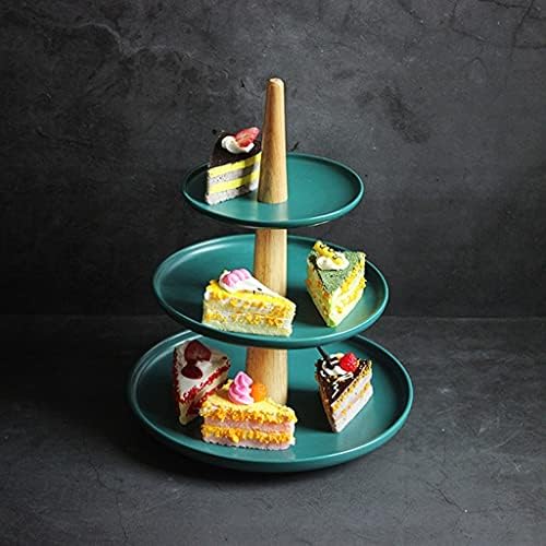 Stalak za torte stalak za kolače keramički troslojni stalak za torte, pladanj za užinu za popodnevni čaj, tanjur s voćem,