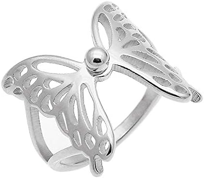 + Izvrsni filigranski leptir prsten za žene i djevojke, spektakularni prsten od nehrđajućeg čelika, poliran, udoban, sa životinjskim