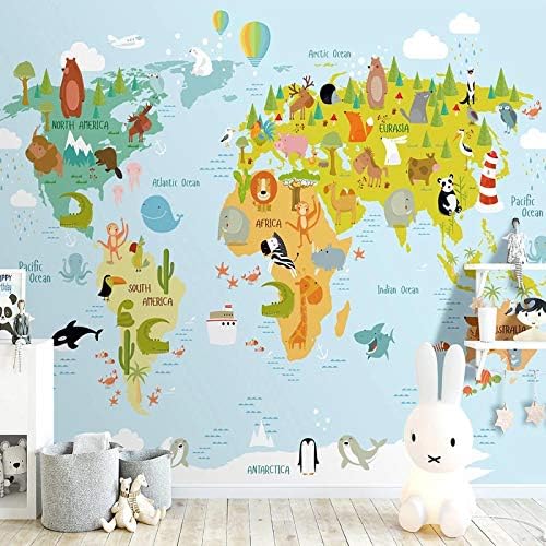 Moderna Karta životinjskog svijeta iz crtića 3. zidna tapeta za dječju sobu dekoracija dječje sobe spavaća soba Foto tapete