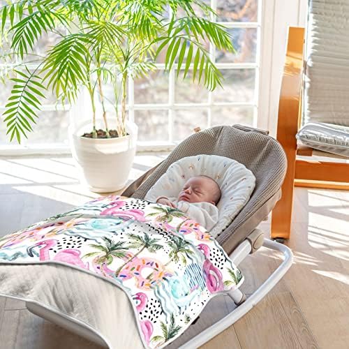 Swaddle pokrivač retro akvarel flamingo pamučna pokrivač za novorođenčad, primanje pokrivača, lagana mekana pokrivača za