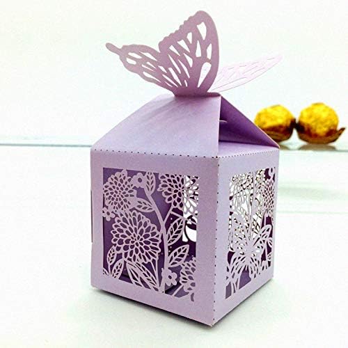 LJUBAV 50 PCS Laser izrezan cvijeće i leptiri kreativna kutija za čokoladu vjenčanje favorizira kutije za bombone poklon