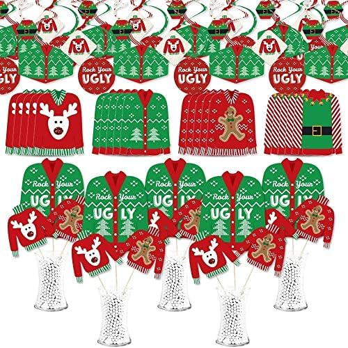 Velika točka sreće ružni džemper - komplet za osiguravanje za odmor i božićne zabave - Swirls, Essentials i Table Toppers