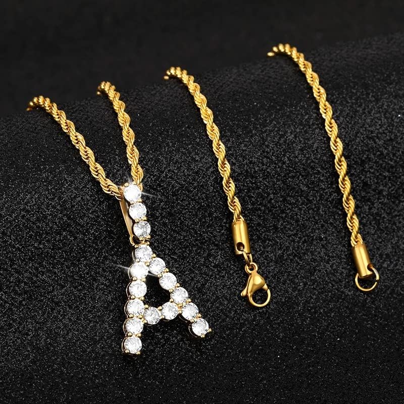 Oyalma cirkon Ogrlice za početno slova lanac za žene slovo zlatna srebrna boja hip hop a -z privjesak nakit best - k - platinasti