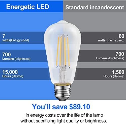 LED žarulje sa žarnom niti 918, visoka svjetlina 7 vata, ekvivalent 60 vata, 558, dnevno svjetlo 5000K, 700lm, klasično prozirno