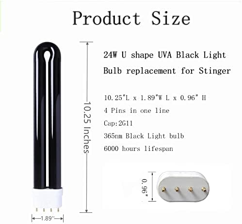 BAIMNOCM 2 pakiranja 10,2 inča 24 W B24B Smjenski crna žarulja za Stinger BK300, BK310, BK500, BK510