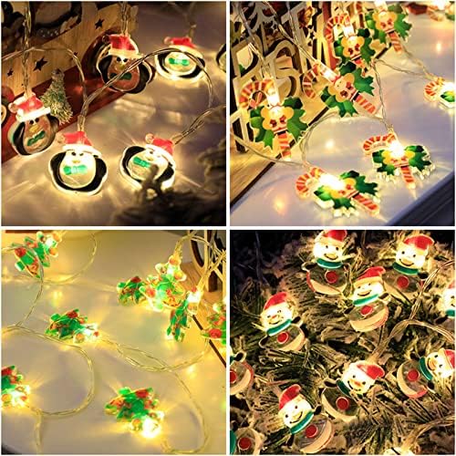 HHMEI 10ft 20 LED 3D String Svjetla za božićno drvce božićno božićni ukras Dekoracija dnevna soba Snowman Santa Santa Decor