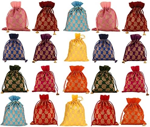 Dodirni kamen nove prekrasne indijske tradicionalne brokatne torbe s paisleom, velike vrećice s vezicama, Potli vrećice za
