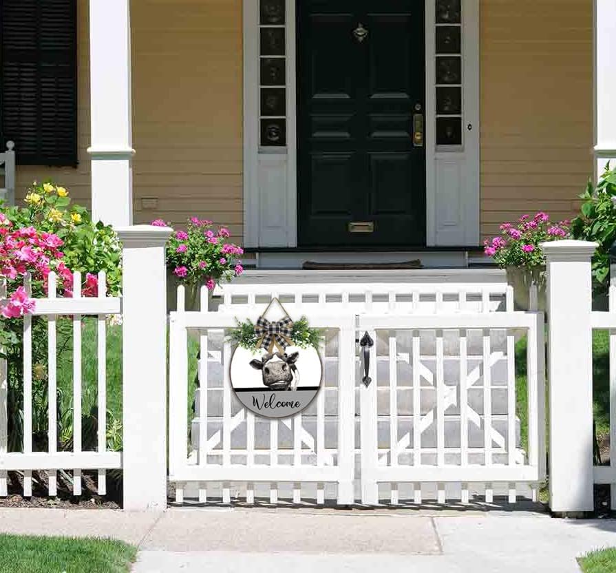 Znak dobrodošlice za ulazna vrata, okrugli drveni viseći znak za ukrase trijema na seoskoj kući, rustikalni znak dobrodošlice