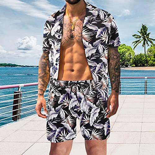 Muškarci odgovara Slim fit muškarcima proljetni ljetni setovi casual plaža tropska ležerna gumba dolje kratka košulja s kratkim