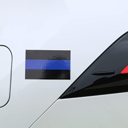 2PC Reflektirajuća plava linija Magneti automobila - 5 x 3,25 inča - tanka plava linija Magnet američke zastave za policiju
