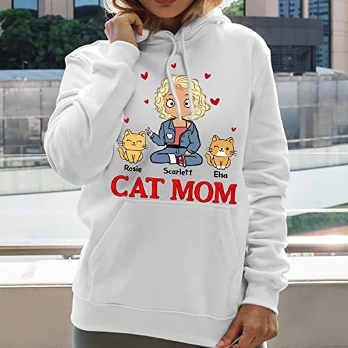Personalizirane ženske majice, prilagođene slatke mačke košulje za ljude, dizajnirajte vlastite ženske kapuljače s imenom