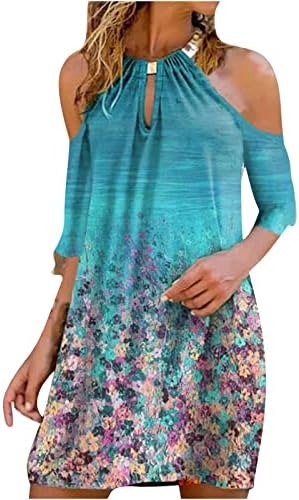 Bingyelh Ženske ljetne majice haljine špagete na kaišem haljina za sunčanje hladne haljine kratkih rukava Flowy Beachwear