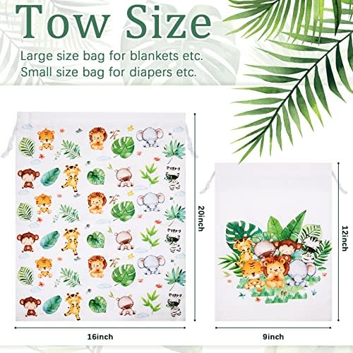 2 PCS safari za bebe tuširanje poklon vrećice, 20 velikih 12 malih, šumske životinjske tkanine poklon vrećice za višekratnu