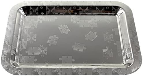 Maro Megastore 14,2 inčni x 10,2 inčni duguljasti kromirani pladanj za posluživanje uzorka uzorka umjetnička ugravirana ukrasna