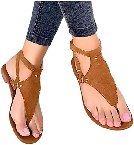 Žene rimske sandale plus vintage ljeto ležerno ravno dno jakne cipele plaža na plaža na gležnju obuća obuća