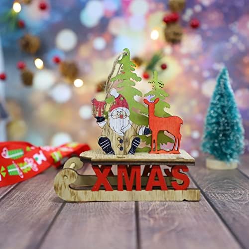 MESSIJO Božićni ukrasni proizvodi kreativnost božićne saonice starac ukrasni privjesak Božićni obrti od drveta vitražne ploče
