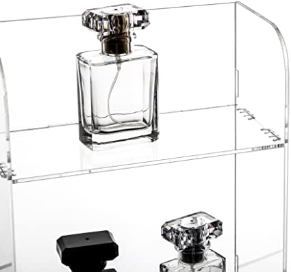 2 nivoa čistog akrilnog organizatora kupaonice za kozmetički parfem za šminkanje, figure igračaka prikazuju stajaće stol