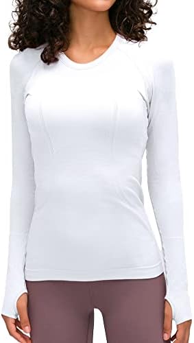 Qoaaie košulja za trening za žene sportovi dugih rukava trčanje joga vrhova Crewneck Compression Gym Atletic Top Slim Fit