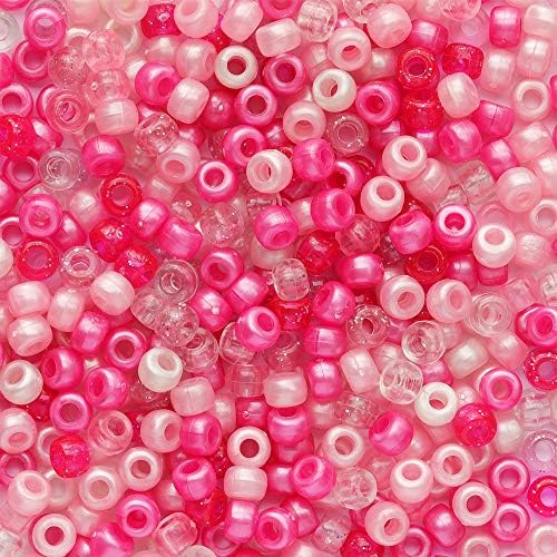 Ružičaste kuglice za miješanje 6 ~ 9mm, perle ponija samo oko 1000pcs