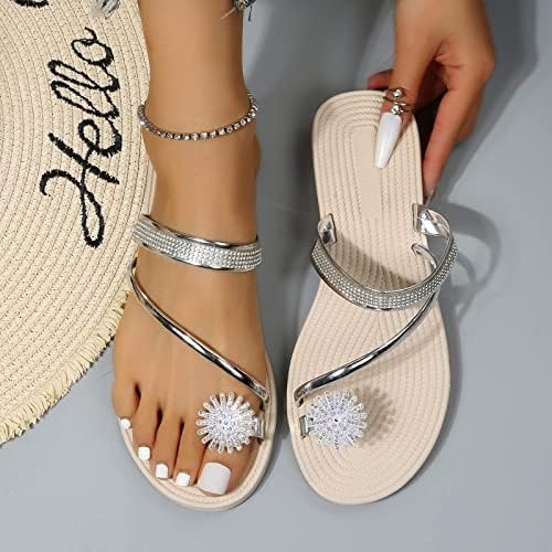 Cakiesky sandale Žene papuče plaža ravna djevojke bisere set prstiju za žene u zatvorenom i vanjskim sandalama