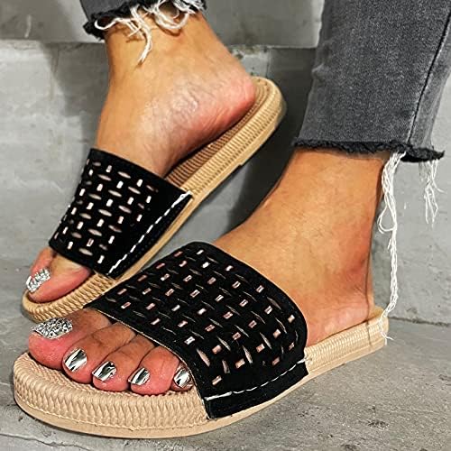 Ljetne papuče za žene plaže rinestone ženske cipele klizanje ravnih kristalnih papuča na šupljim spužvama sandala za sandale