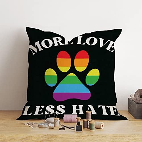 Više ljubavi manje mržnje psa šapa za bacanje jastuka za jastuk romantični jastuk futrola gay ponos duga duga lgbt isto seks