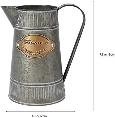 Rustikalna metalna vaza za vrč, staklenka za zalijevanje mlijeka, Vintage Francuska vaza za vrč, držač za cvijeće od pocinčanog
