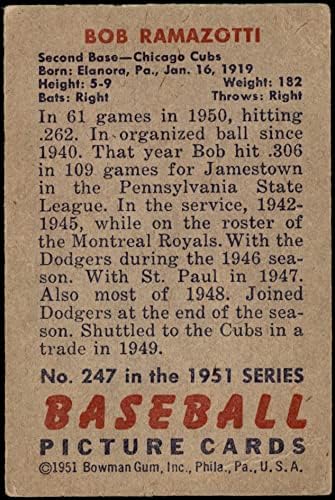 1951. Bowman 247 Bob Ramazzotti Chicago Cubs VG+ Cubs