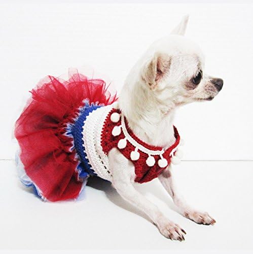 Toni Andrianto patriotska haljina za kućne ljubimce crveno bijelo plavo pse ručno rađena 16f