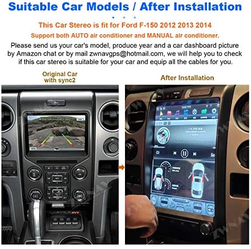 ZWNAV 13 inčni android 9.0 Tesla u stilu automobila stereo za Ford Raptor F150 2012-2014 sa Sync 2, Auto AC & Ručni AC, IPS