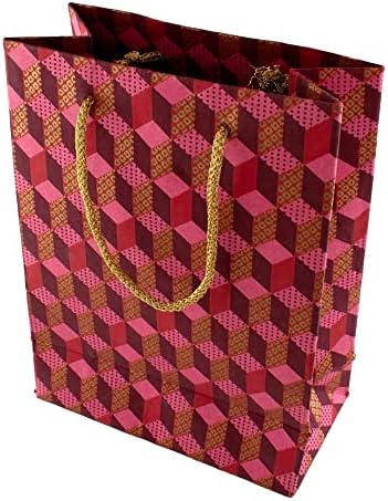 Dizajn, torba s ručkom, mala, crvena, ružičasta i zlatna geometrijska torba, 309